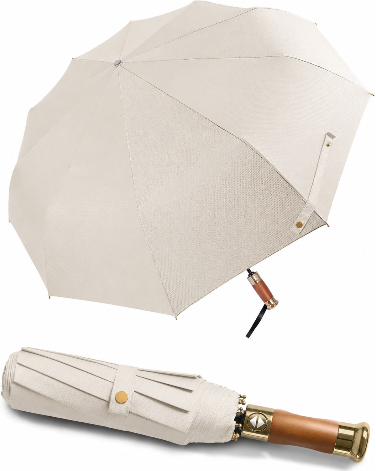 Umbrelă de călătorie supradimensionată de 45 inch, cu deschidere automată, închidere, mâner din lemn