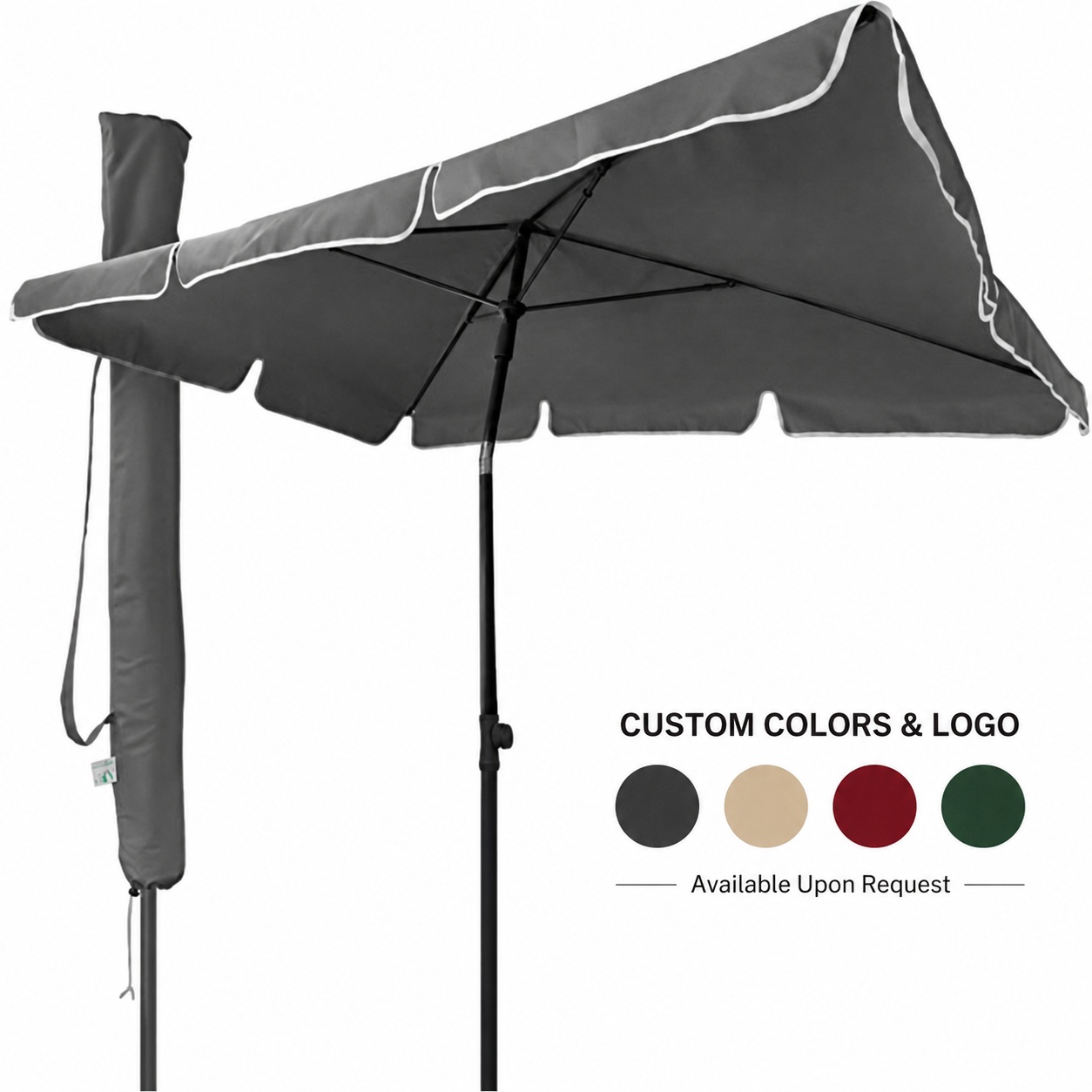 Umbrelă de terasă reglabilă din aluminiu cu funcție de înclinare și nervuri din fibră de sticlă