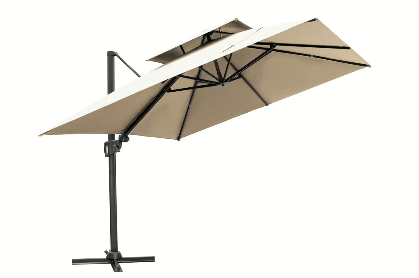 Umbrelă de soare cantilever, baldachin dublu