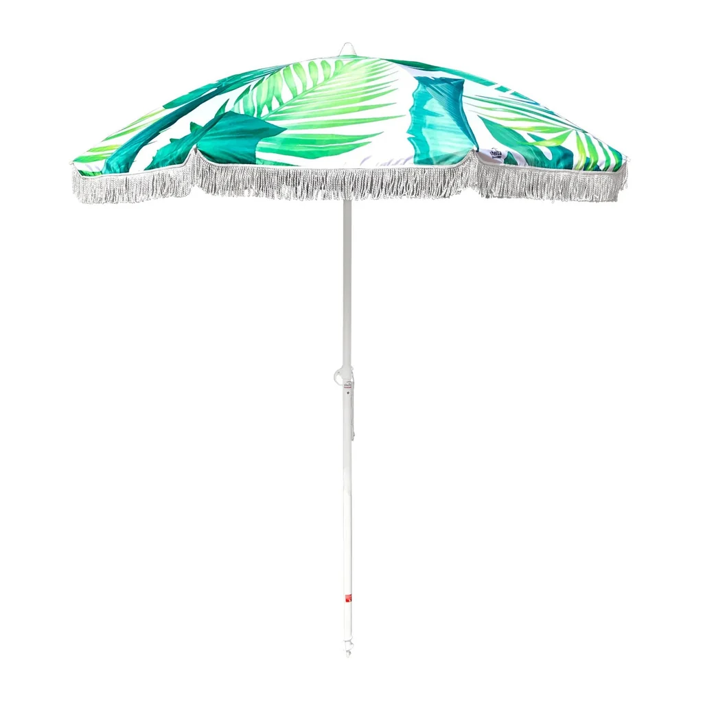 Umbrelă de plajă personalizată cu aerisire de 220 cm, cu stâlp înclinat și nisip
