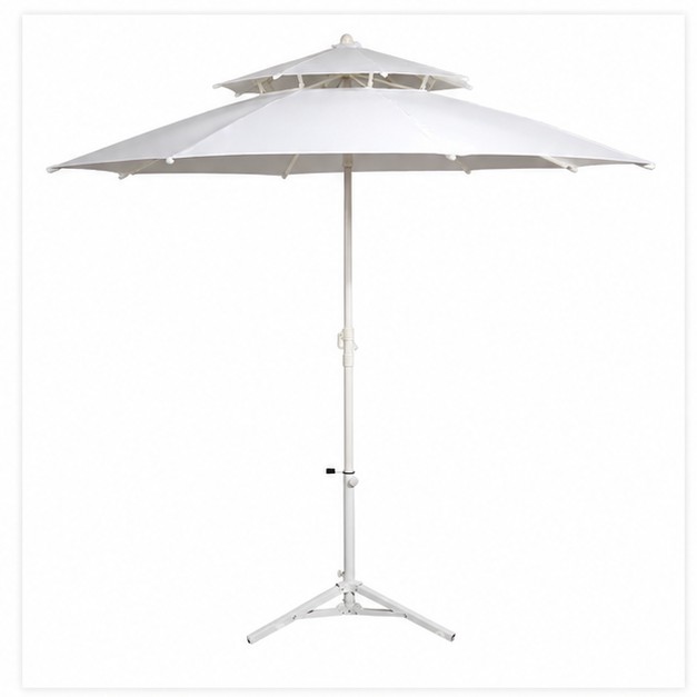Umbrelă de plajă și terasă cu două straturi de protecție solară, stâlp de oțel din țesătură din poliester