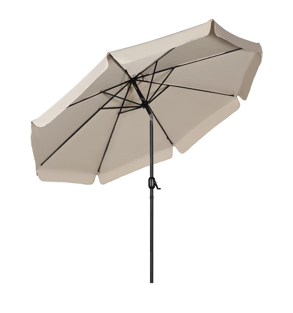 Umbrelă de soare de grădină cu diametrul de 300 cm și baldachin bej cu 8 panouri