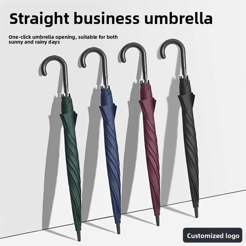 Umbrelă de afaceri dreaptă cu mâner cu cârlig curbat