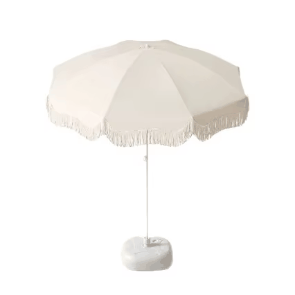 Umbrelă de soare cu stâlp central în stil Tassel Ins, rezistentă la vânt, respirabilă, piscină pe plajă Publicitate comercială
