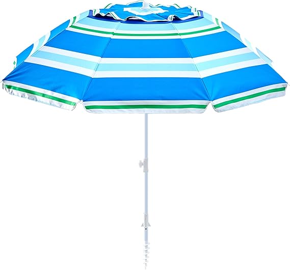 Umbrelă de plajă reglabilă cu dungi UPF50+